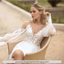 Load image into Gallery viewer, Beach Wedding Dress-Off Shoulder Floral Lace Wedding Dress | Wedding Dresses