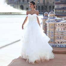 Load image into Gallery viewer, Off the Shoulder Wedding Dress-A Line Lace Princess Beach Bridal Gown | Wedding Dresses