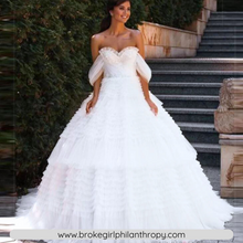 Load image into Gallery viewer, Off Shoulder Sweetheart Princess Tulle Wedding Dress Broke Girl Philanthropy