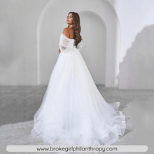 Load image into Gallery viewer, Off the Shoulder Dress-Off Shoulder V Neck Corset Bridal Gown | Wedding Dresses