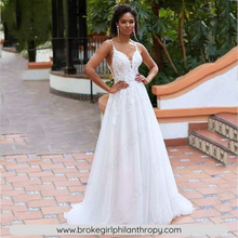 Load image into Gallery viewer, Backless Beach Wedding Dress-Romantic A-line Beach Wedding Dress | Wedding Dresses