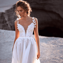 Load image into Gallery viewer, Sexy Wedding Dress- Romantic Flowers Pleats and Straps Gown | Wedding Dresses
