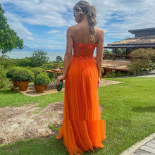 Load image into Gallery viewer, Womens Formal Dress-Sexy Strapless Orange Party Dress | Wedding & Bridal Party Dresses