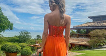 Load image into Gallery viewer, Womens Formal Dress-Sexy Strapless Orange Party Dress | Wedding & Bridal Party Dresses
