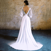 Load image into Gallery viewer, Simple Wedding Dress-Bohemian V Neck Bridal Gown | Wedding Dresses