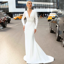 Load image into Gallery viewer, Simple Mermaid Wedding Dress- Long Sleeve Mermaid Wedding Gown | Wedding Dresses