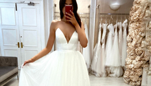 Load image into Gallery viewer, Simple Wedding Dress-Off Shoulder Beach Wedding Gown | Wedding Dresses