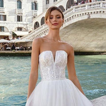 Load image into Gallery viewer, A Line Wedding Dress-Strapless Beach Wedding Dress | Wedding Dresses