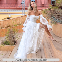 Load image into Gallery viewer, Beach Wedding Dress-Sweetheart Detachable Puff Sleeves | Wedding Dresses