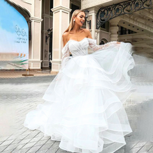 Load image into Gallery viewer, Sweetheart Puff Sleeve Wedding Dress in Off Shoulder Design