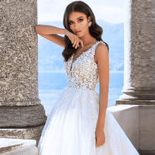 Load image into Gallery viewer, Lace Wedding Dress-A Line Wedding Dress-Court Train | Wedding Dresses