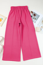 Load image into Gallery viewer, Rose Red Terry Knit Drawstring Smocked Waist Wide Leg Sweatpants | Bottoms/Pants & Culotte