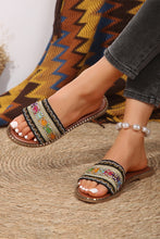 Load image into Gallery viewer, Chestnut Bohemian Pattern Crochet Faux Leather Beach Slippers | Shoes & Bags/Slippers