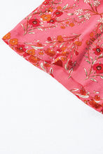 Load image into Gallery viewer, Rose Red Floral Print Wide Short Sleeve Loose Shirt | Tops/Blouses & Shirts