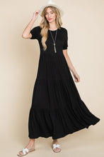 Load image into Gallery viewer, Simple Black Tiered Maxi Dress