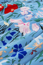Load image into Gallery viewer, V Neck Ruffled Dress | Sky Blue Floral Flutter Sleeve Dress