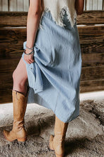Load image into Gallery viewer, Denim Skirt | Mist Blue Fully Buttoned Long Skirt