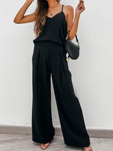 Load image into Gallery viewer, Womens Pants Set-Spaghetti Strap Cami and Wide Leg Pants Set | jumpsuit