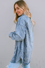 Load image into Gallery viewer, Sky Blue Vintage Washed Chest Pocket Denim Shirt