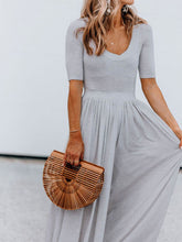 Load image into Gallery viewer, Womens Jumpsuit | Scoop Neck Short Sleeve Jumpsuit | jumpsuit