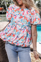 Load image into Gallery viewer, Womens Blouse | Printed Round Neck Puff Sleeve Blouse | Top