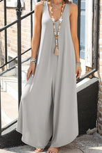 Load image into Gallery viewer, Womens Jumpsuit-Pocketed Scoop Neck Wide Leg Jumpsuit