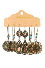 Load image into Gallery viewer, Gold Boho Retro Hollow Dangle Earrings Set