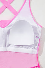 Load image into Gallery viewer, Rose Red Crisscross Straps Tie Back Flared One Piece Swimsuit | Swimwear/Swim Dresses