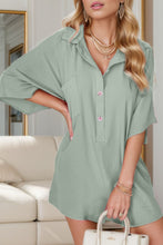 Load image into Gallery viewer, Womens Romper | PINK Half Button Short Sleeve Romper | Romper