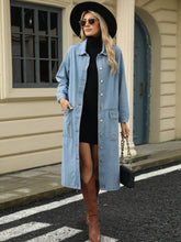 Load image into Gallery viewer, Pocketed Collared Neck Denim Jacket