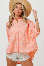 Load image into Gallery viewer, Womens Top | BiBi Plaid Button Up Dolman Sleeve Shirt | Tops/Blouses & Shirts