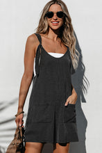 Load image into Gallery viewer, Dark Grey Striped Print Knotted Straps Pocketed Romper | Bottoms/Jumpsuits & Rompers