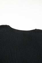 Load image into Gallery viewer, Black Floral Crochet Bell Sleeve Loose Sweater | Tops/Sweaters & Cardigans