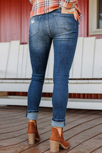 Load image into Gallery viewer, Blue Distressed Button Fly High Waist Skinny Jeans | Bottoms/Jeans