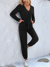Load image into Gallery viewer, Activewear Jumpsuit | Long Sleeve Tie Waist Jumpsuit