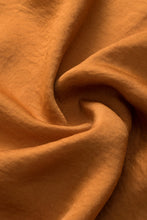 Load image into Gallery viewer, Camel Satin Pleated Tied V Neck Puff Sleeve Blouse