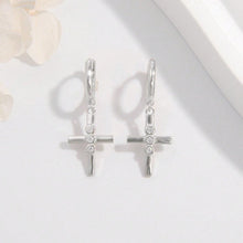 Load image into Gallery viewer, 925 Sterling Silver Zircon Cross Earrings | earrings