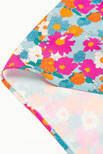 Load image into Gallery viewer, Sky Blue Floral Print Tie Split Neck Bubble Sleeve Babydoll Dress | Dresses/Floral Dresses