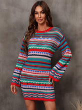 Load image into Gallery viewer, Sweater Dress | Multicolored Stripe Dropped Shoulder