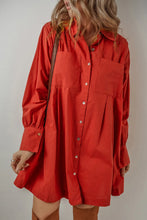 Load image into Gallery viewer, Pocketed Long Sleeve Shirt Dress | Button Down