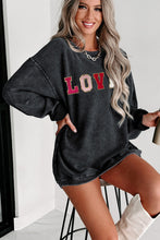 Load image into Gallery viewer, Black Sequin LOVE Chenille Embroidered Graphic Corded Sweatshirt