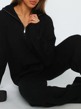 Load image into Gallery viewer, Quarter Zip Long Sleeve Top Pants Set