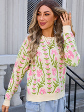 Load image into Gallery viewer, Flower Design Long Sleeve Sweater