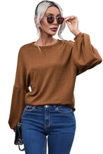 Load image into Gallery viewer, Faux Knit Jacquard Puffy Long Sleeve Top | Tops/Long Sleeve Tops