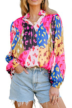 Load image into Gallery viewer, Rose Leopard Patchwork Print Pleated Blouse | Tops/Blouses & Shirts