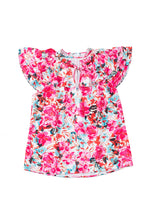 Load image into Gallery viewer, Rose Ruffle Flutter Sleeve Floral Print Blouse | Tops/Blouses & Shirts
