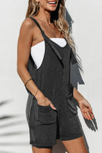 Load image into Gallery viewer, Dark Grey Striped Print Knotted Straps Pocketed Romper | Bottoms/Jumpsuits & Rompers
