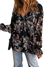 Load image into Gallery viewer, Black Wildflower Print Chiffon Blouse | Tops/Blouses & Shirts