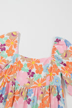 Load image into Gallery viewer, Pink Summer Floral Square Neck Puff Sleeve Babydoll Dress | Dresses/Floral Dresses