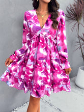 Load image into Gallery viewer, Backless Print Dress | V-Neck Flounce Sleeve Dress